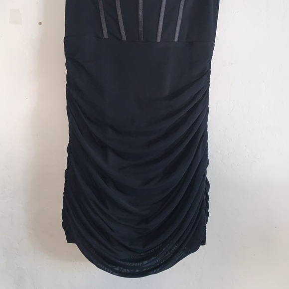 ROSEDRESS CLASSIC RUCHED BODYCON MESH MINI CORSET DRESS - BLACK SIZE SMALL - Picture 4 of 9